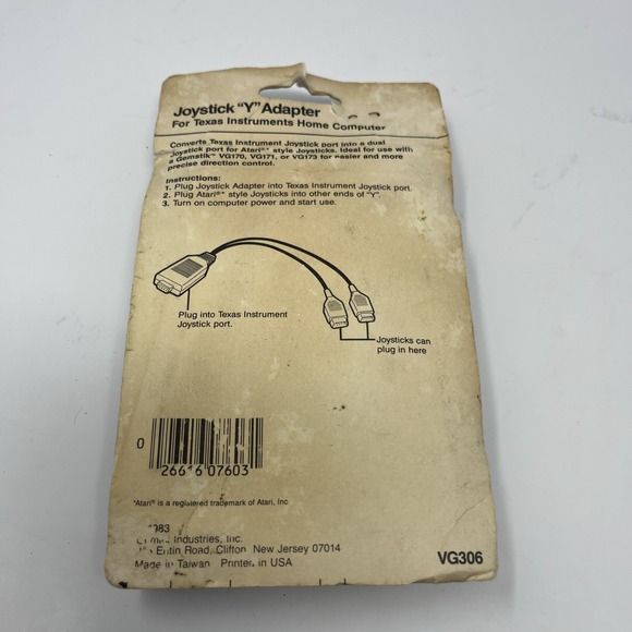 Computer Aids Joystick Y Adapter Gemini ATARI 2600 VG306 Texas Instruments NOS - Picture 4 of 5